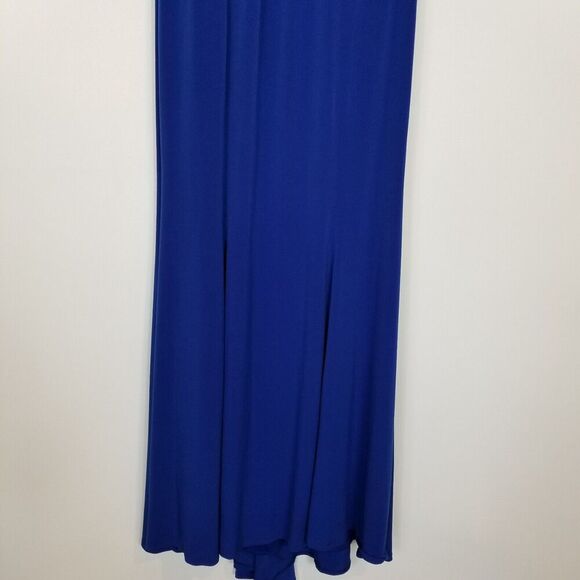 VTG Hailey Logan Dress Sz  5/6 Blue Y2K  Maxi Beaded Sleeveless V Neck Prom - Picture 3 of 8